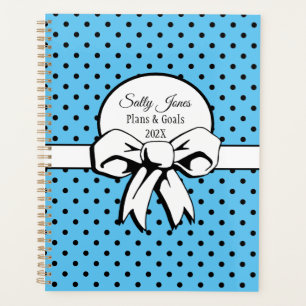 Robin's Egg Blue White Bow Polka Dots Personalisie Planer