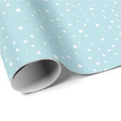 Robins Egg Blue White Falling Snow Holiday Geschenkpapier (Rolleneckpunkt)