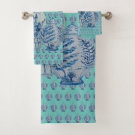 Robin's Egg Blue & White Ginger Jars Badhandtuch Set