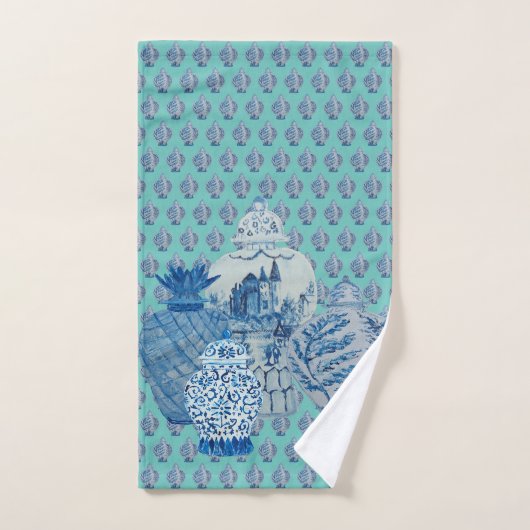Robin's Egg Blue & White Ginger Jars Badhandtuch Set (Handtuch)