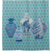 Robin's Egg Blue & White Ginger Jars Duschvorhang (Vorderseite)