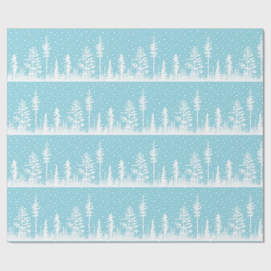 Robins Egg Blue White Snow Winter Wald Geschenkpapier (Flach)