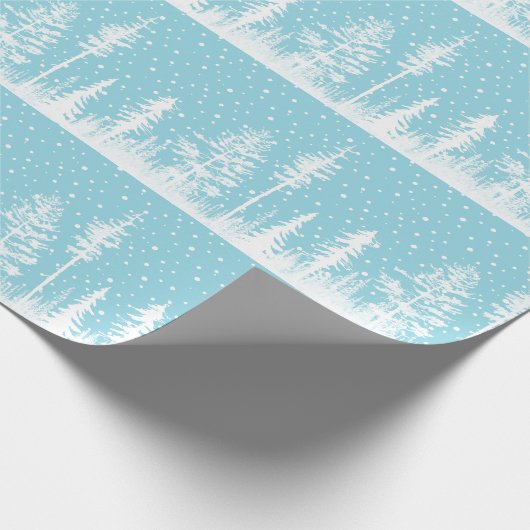 Robins Egg Blue White Snow Winter Wald Geschenkpapier (Ecke)