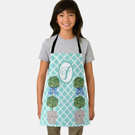 Robin's Egg Chinoiserie Ginger Jar Jars Topiary A Schürze (Insitu)