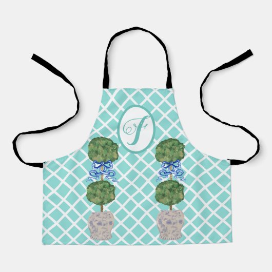 Robin's Egg Chinoiserie Ginger Jar Jars Topiary A Schürze (Vorderseite)