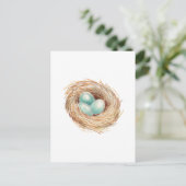 Robin's Egg Nest Blue Watercolor Postkarte (Stehend Vorderseite)