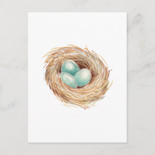 Robin's Egg Nest Blue Watercolor Postkarte