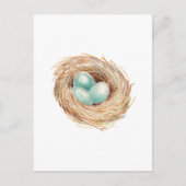 Robin's Egg Nest Blue Watercolor Postkarte (Vorderseite)