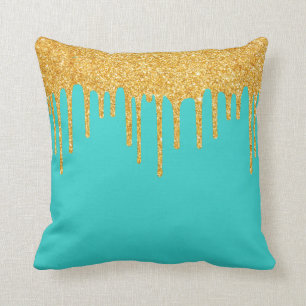 Robins-Ei-Blau-Gold-Glitter-Tropfen-Kissen Kissen