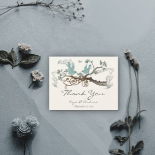 Robins Ei Blau Vintage Liebesvögel Danke