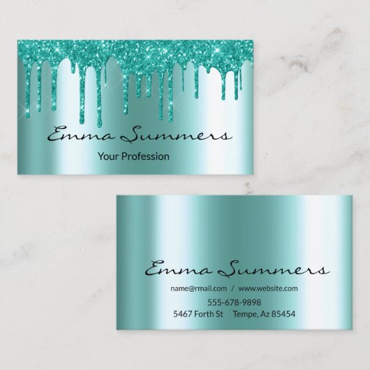 Robin's Ei Blue Tropfens Metal Customize Glitzer Visitenkarte (Vorne/Hinten)