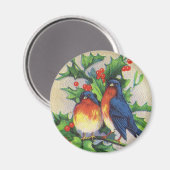 Robins & Holly Christmas Magnet (Vorderseite/Rückseite)