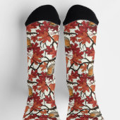 Robins in maple tree on off white socken (Oben)