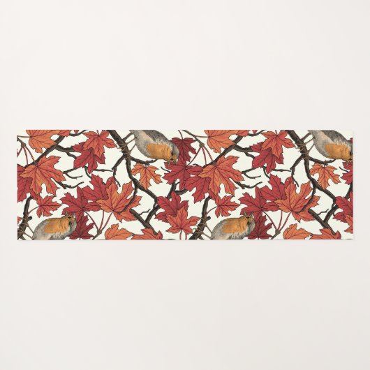 Robins in maple tree on off white yogamatte (Rückseite (Horizontal))