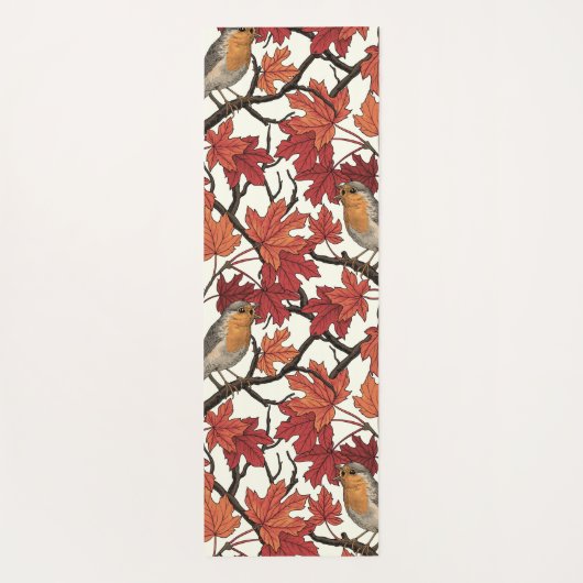 Robins in maple tree on off white yogamatte (Rückseite)