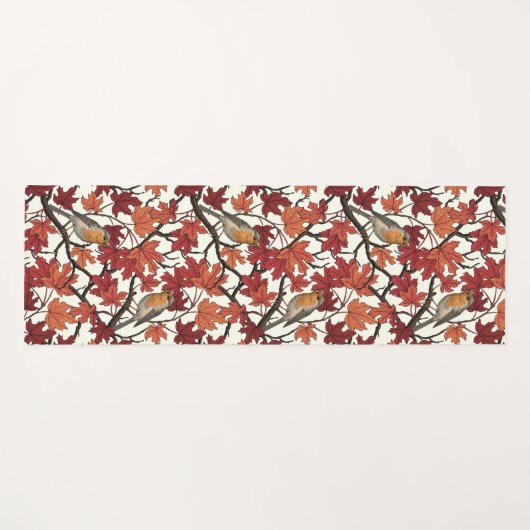 Robins in maple tree on off white yogamatte (Vorderseite (Horizontal))