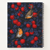 Robins in the apple tree/blue and red  notizblock (Rückseite)