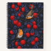 Robins in the apple tree/blue and red  notizblock (Vorderseite)
