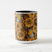 Robins in the autumn garden on black tasse (Zentrum)