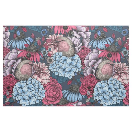 Robins in the garden 3 stoff (Fat Quarter (45,7 x 55,9 cm))