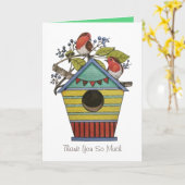 Robins mit Blueberries und Birdhouse Art Karte (Gelbe Blume)