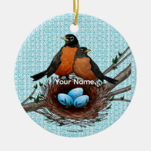 Robins Nest individuelle Name Keramik Ornament