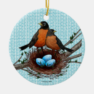Robins Nest individuelle Name Keramik Ornament