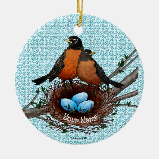 Robins Nest Keramik Ornament (Vorne)