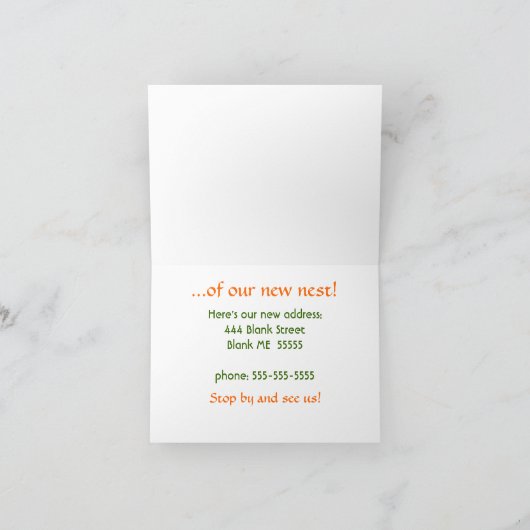 Robins neues Zuhause Nestes Ankündigung (Innenseite)