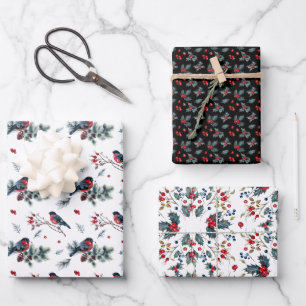 Robins und Christmas Holly koordiniert Geschenkpapier Set