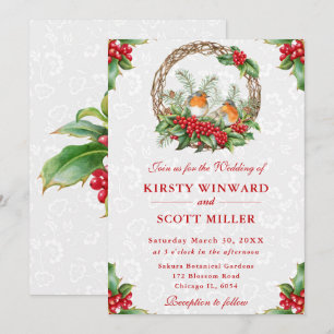 Robins und Holly Berry Weihnachtshochzeit Einladung