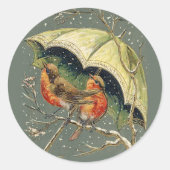 Robins Under Umbrella Stickers (Vorderseite)