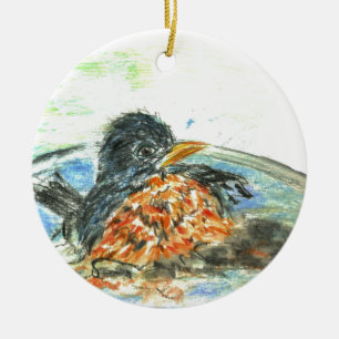 Robins Vogel-Bad Keramik Ornament