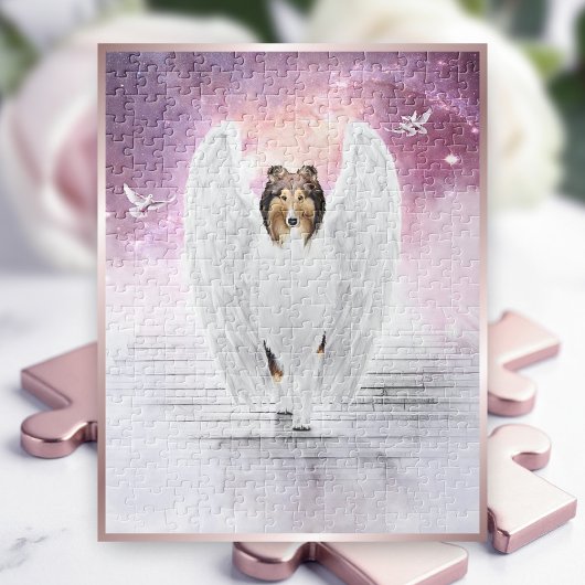 Robinser Collie Angel auf Treppen zum Hundehimmel  Puzzle