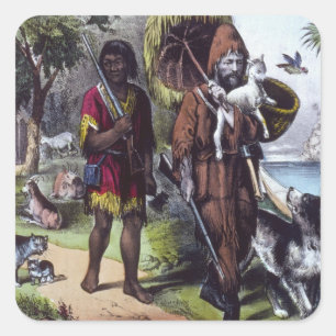 Robinson Crusoe Quadratischer Aufkleber