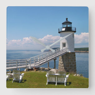 Robinson Point Lighthouse, Isle Au Haut, Maine Quadratische Wanduhr