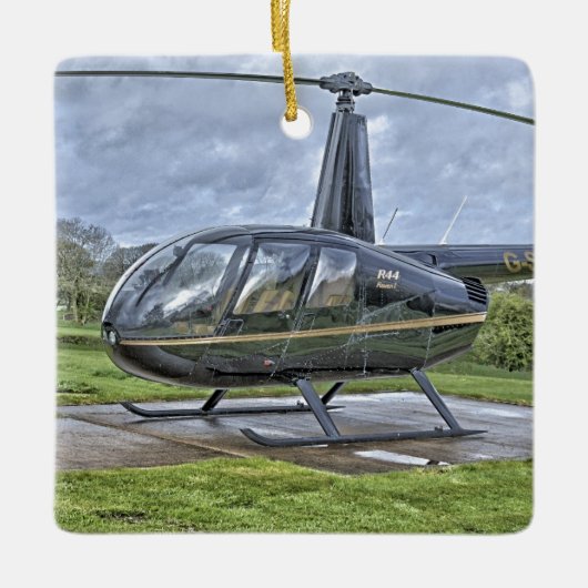 Robinson R44 Hubschrauber Keramikornament (Vorderseite)
