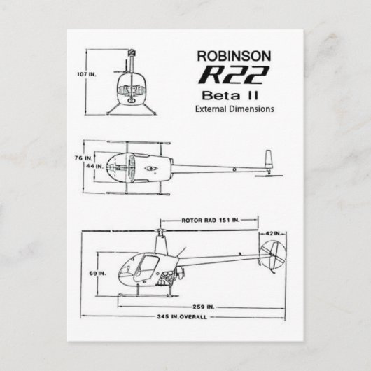 Robinson R-22 Postkarte (Vorderseite)