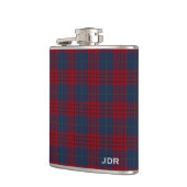 Robinson Tartan Monogram Navy Blue und Red Kariert Flachmann (Links)