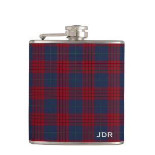 Robinson Tartan Monogram Navy Blue und Red Kariert Flachmann
