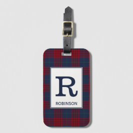 Robinson Tartan Navy Kariertes Muster Blau und Rot Gepäckanhänger