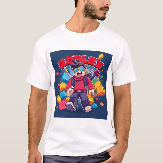 Roblox – Digitaler Welt Druck T-Shirt (Vorderseite)
