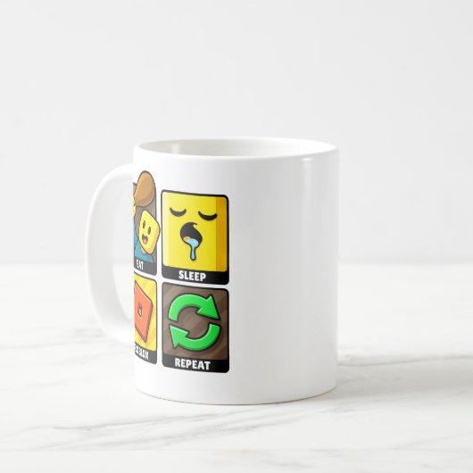 Roblox Eat Sleep Repeat Funny Gamer Kaffeetasse (Vorderseite Links)