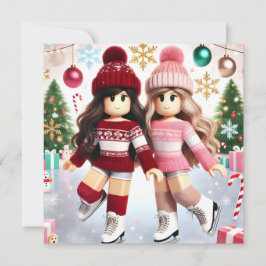 Robloxo's Teen Girls Ice Skate Weihnachtskarte Feiertagskarte