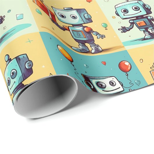 Robo Birthday Geschenkpapier (Rolleneckpunkt)