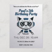 Robo Cat Birthday Party - Futuristischer Feline Fu Postkarte (Vorderseite)