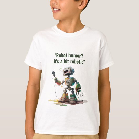 "Robo-Comedy Club" mit einem Roboter-Stand-Up-Come T-Shirt (Vorderseite)
