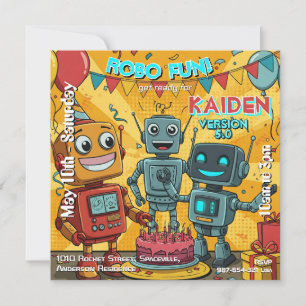 Robo Fun Robot Geburtstagsparty Einladung