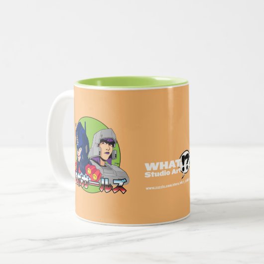 Robo-Girls-Tasse Nr. 3 Zweifarbige Tasse (Vorderseite Links)