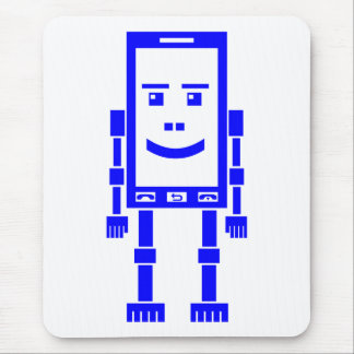 Robo Phone - Blue on White Mousepad